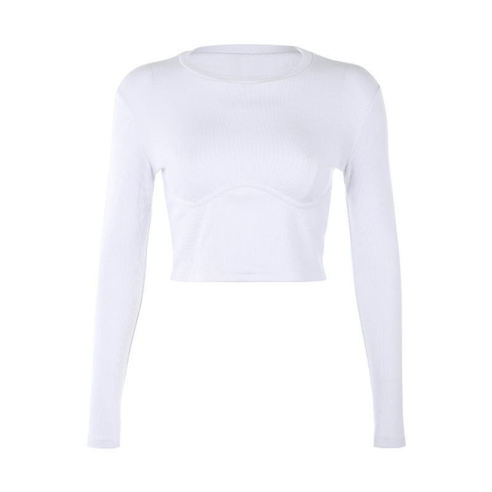 Áo Croptop Tay Dài Kiểu Dáng Đơn Giản Quyến Rũ Cho Nữ
