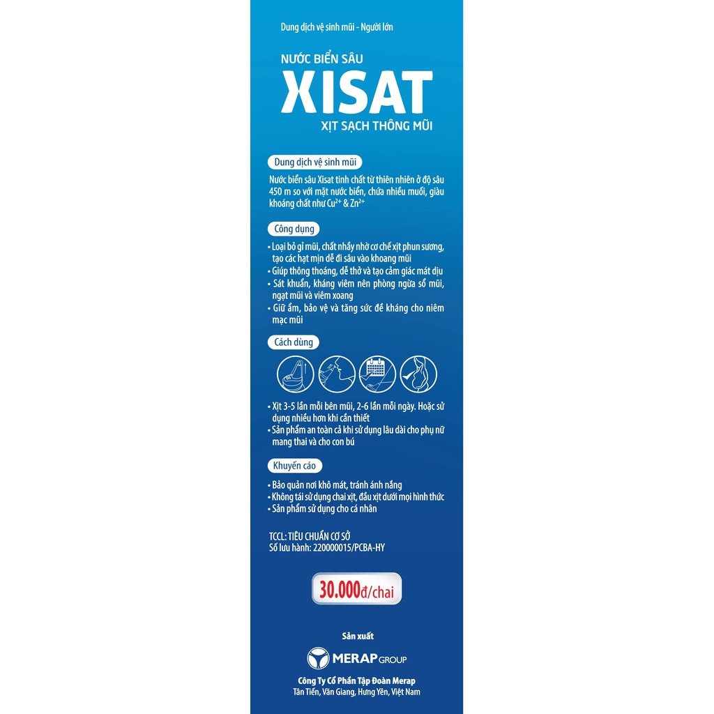 Xịt mũi nước biển sâu XISAT hằng ngày 75ml phòng ngừa sổ mũi, ngạt mũi và viêm xoang