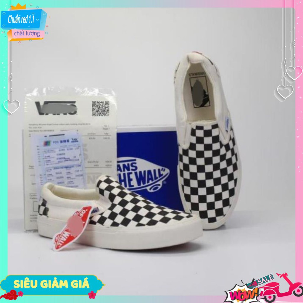 🔥giày sneaker  thể thao🔥 van caro trắng đen slipion full box - ONEWIN SHOP