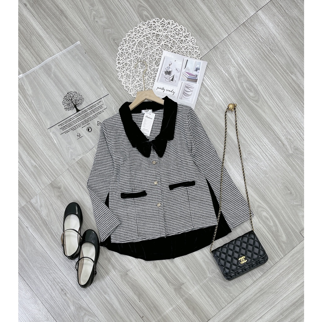 Set dạ sơ mi cổ thuyền mix quần short