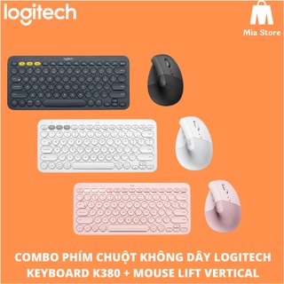 Combo bàn phím chuột không dây logitech k380 + chuột công thái học lift vertical - mia store