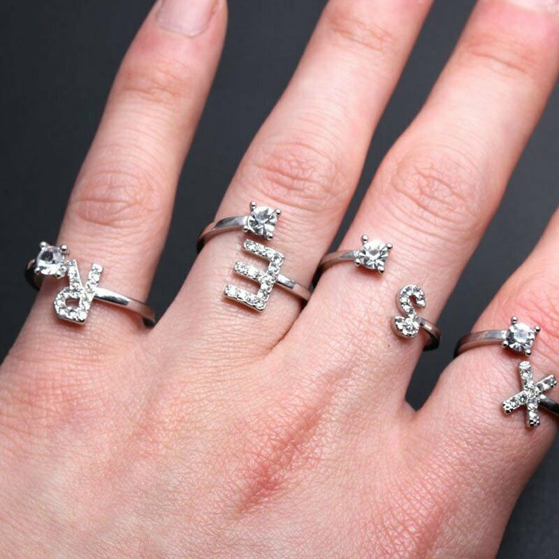 Nhẫn Vàng Hàn Quốc Mặt 26 Chữ Cái Đính Đá Zircon
