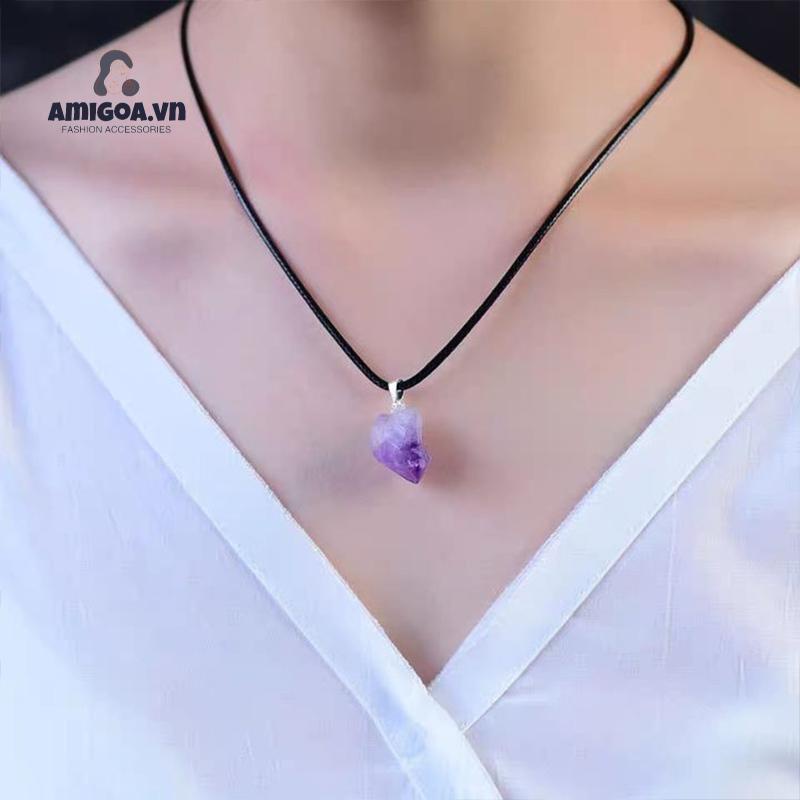 ✨✨Mặt Vòng cổ Bằng Đá Thạch Anh Tím Tự Nhiên DIY Dành Cho Nam Nữ