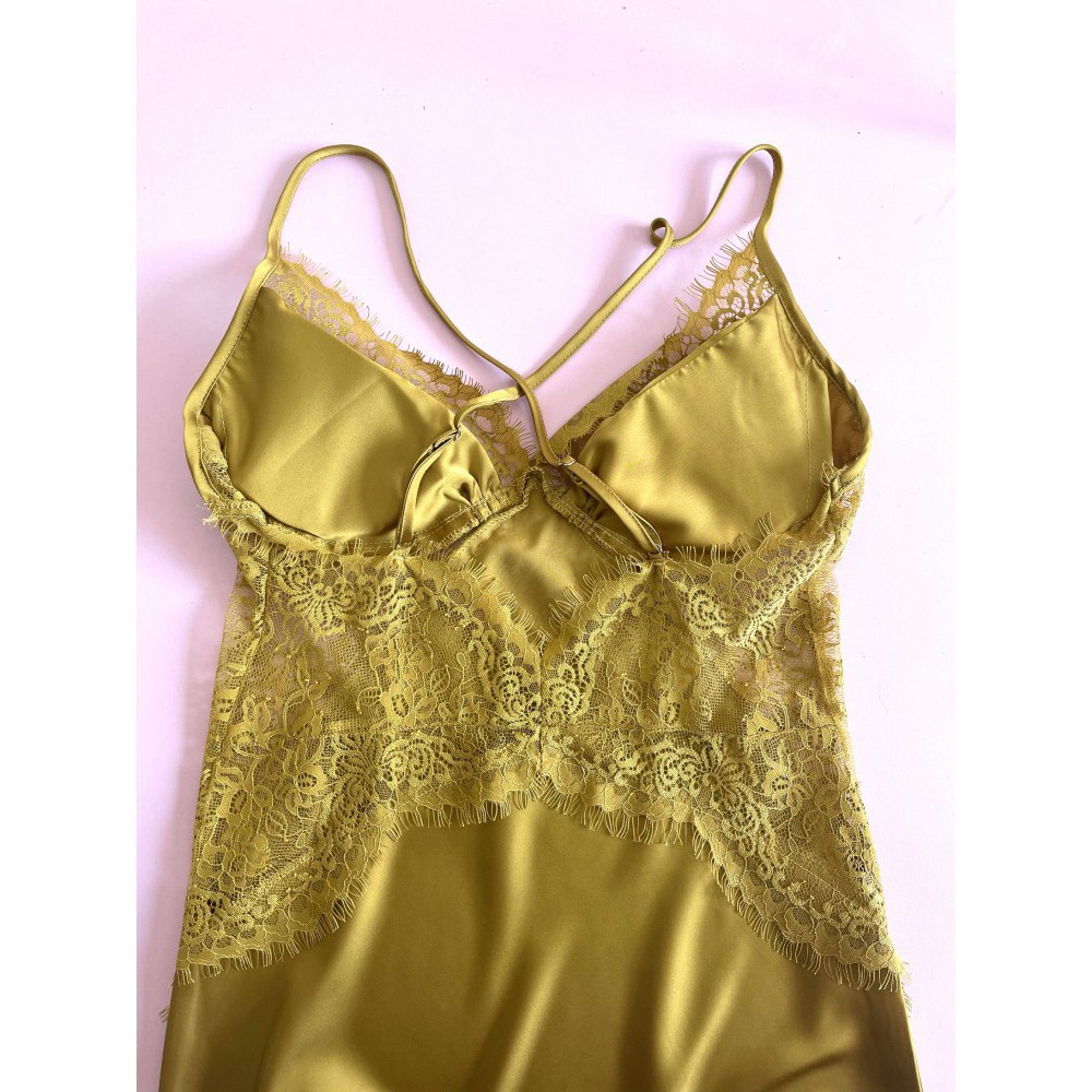 Áo choàng ngủ Kimono bằng lụa Satin phối ren thời trang xuân thu quyến rũ cho nữ ! | BigBuy360 - bigbuy360.vn