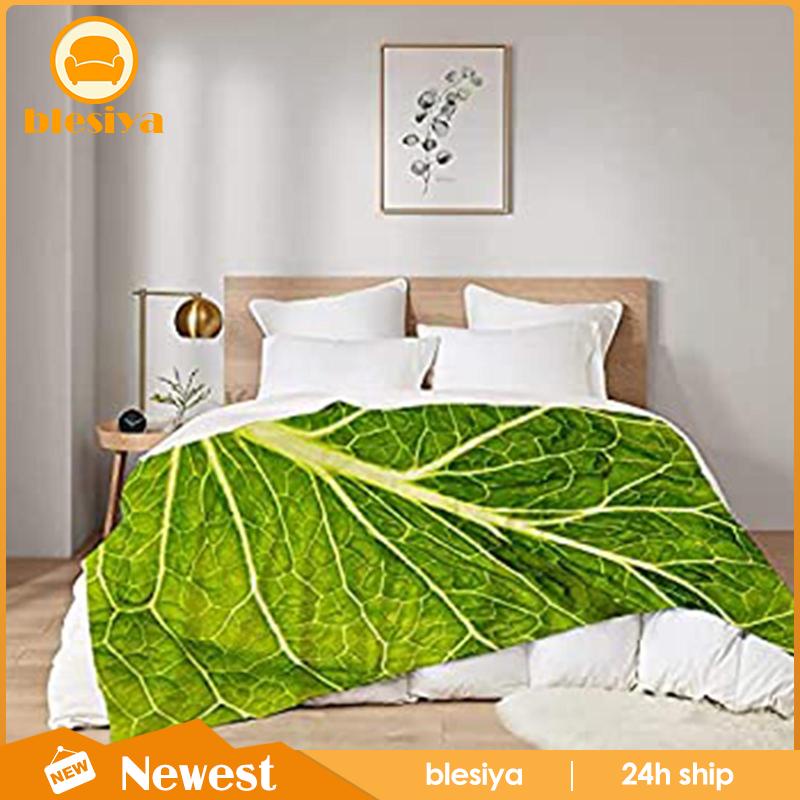 [Blesiya] Chăn Sofa Vải Flannel Mềm Ấm Áp Thoải Mái Họa Tiết Lá Lettuce