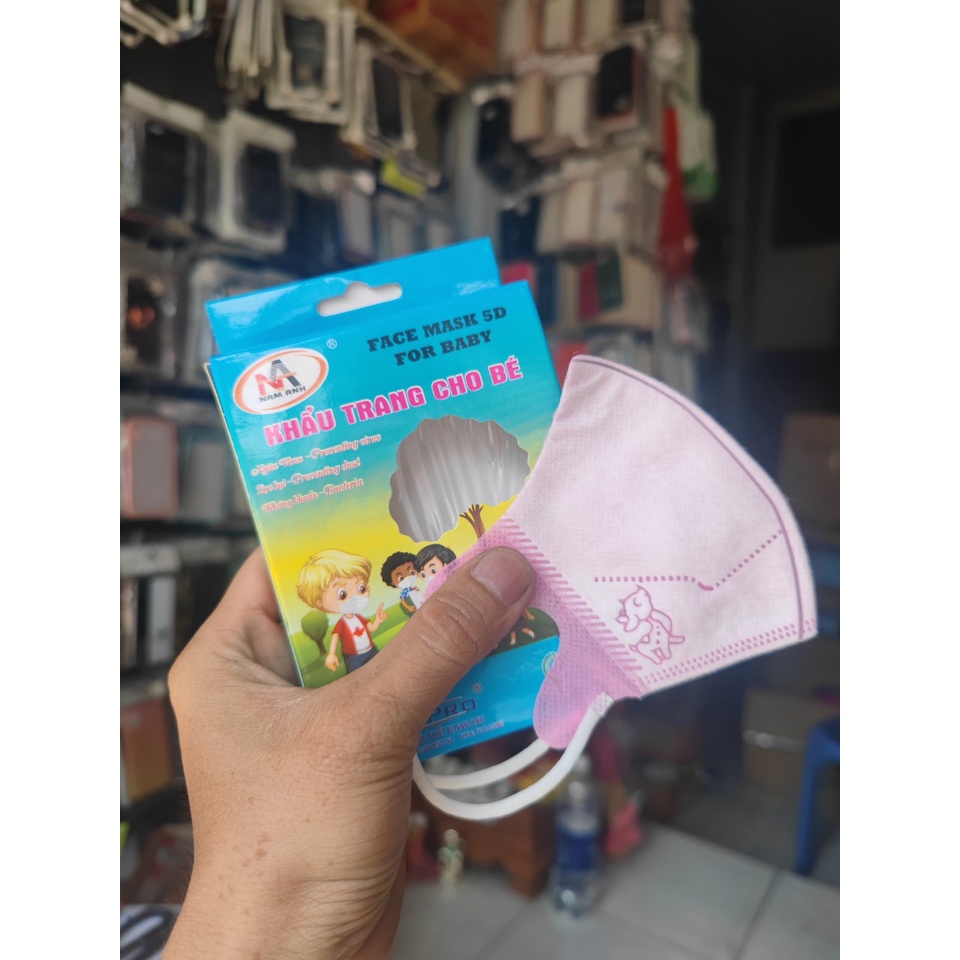 Khẩu trang 5d baby mask NAM ANH CHÍNH HÃNG,dành cho trẻ từ 1-5 tuổi ,mềm mại tạo cảm giác thoải mái cho bé