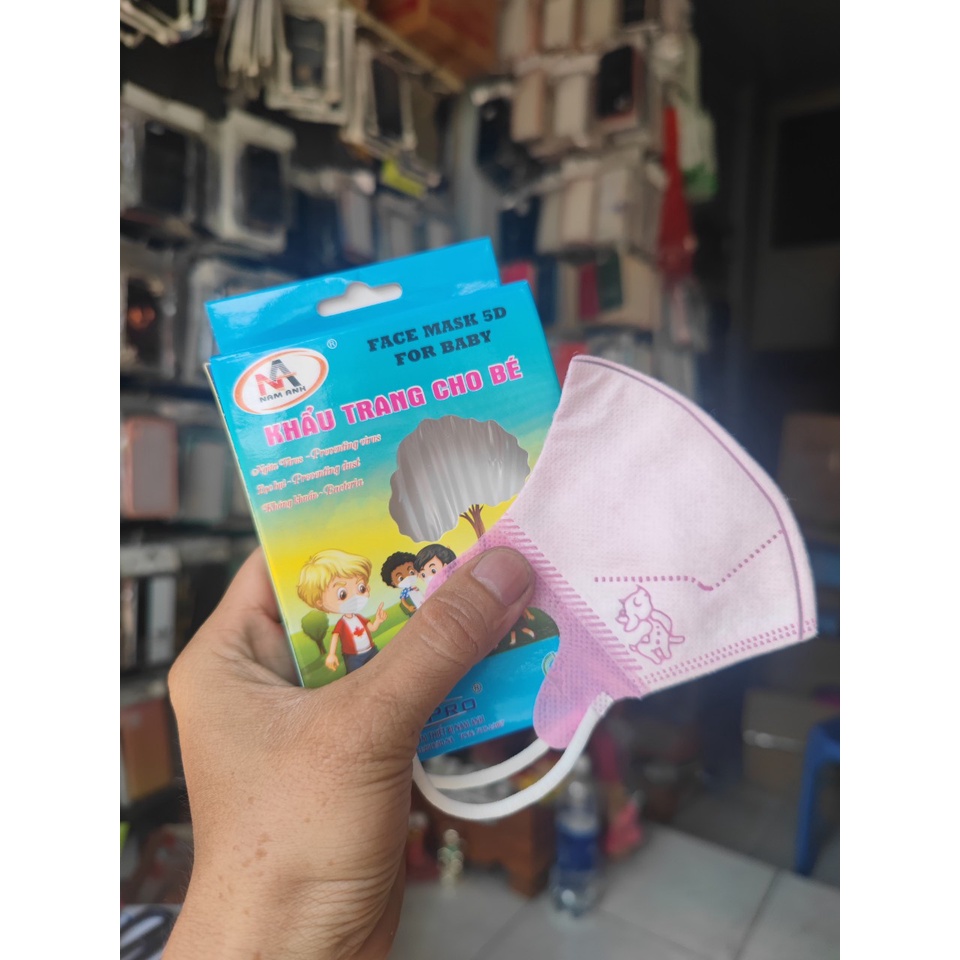 khẩu trang 5d baby mask NAM ANH CHÍNH HÃNG,dành cho trẻ từ 1-5 tuổi ,mềm mại tạo cảm giác thoải mái cho bé