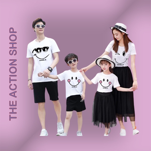 Áo thun gia đình 3/4/5 người Màu trắng GD0012T Bin Action
