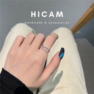 Nhẫn đan chéo basic, cá tính bằng hợp kim cao cấp HICAM