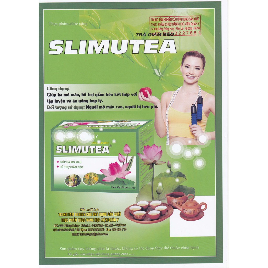 Liệu Trình Giảm Cân Học Viện Quân Y 3 trà giảm béo Slimutea và 1 Slimtosen Extra