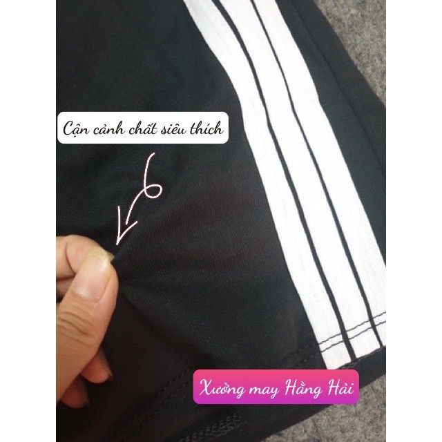 Quần Đùi 3 Sọc RAINBOW Nam Nữ Unisex 🌸 quần Shorts ống rộng ulzzang cạp chun lưng cao trơn basic màu ĐEN🌸 freeship🌸 sale