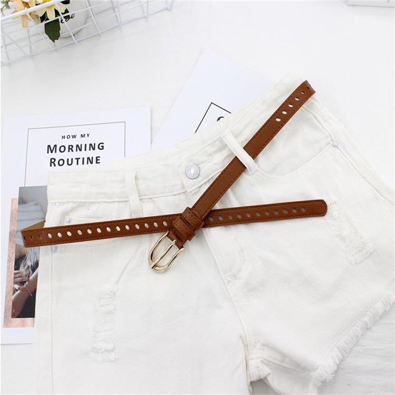 Thắt lưng giả da bản nhỏ màu trơn thời trang cho nữ
