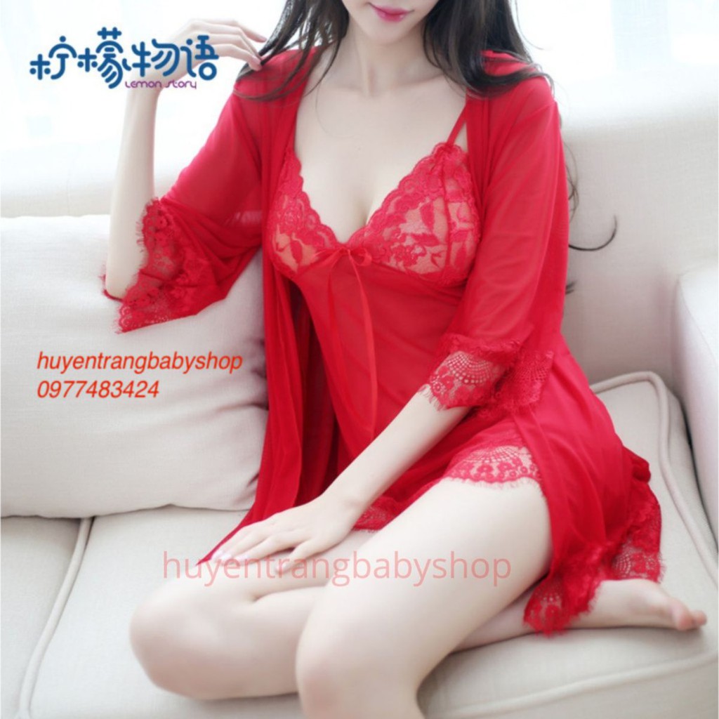 Set áo choàng +váy ngủ kèm quần chip cao cấp VN22