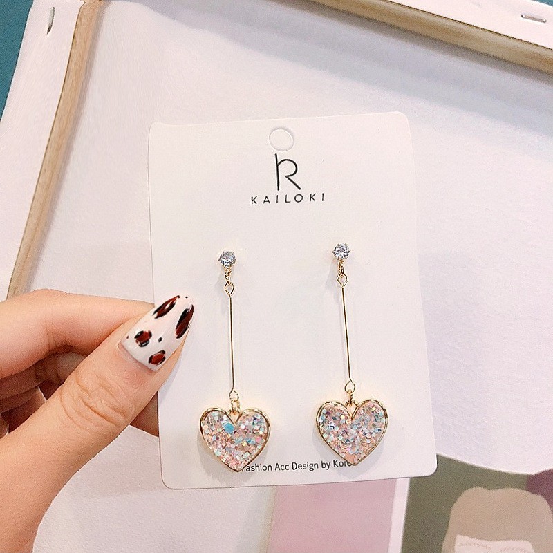 [❤️FREESHIP 50K❤️] Bông tai hình trái tim màu cầu vồng đa sắc thời trang cho nữ