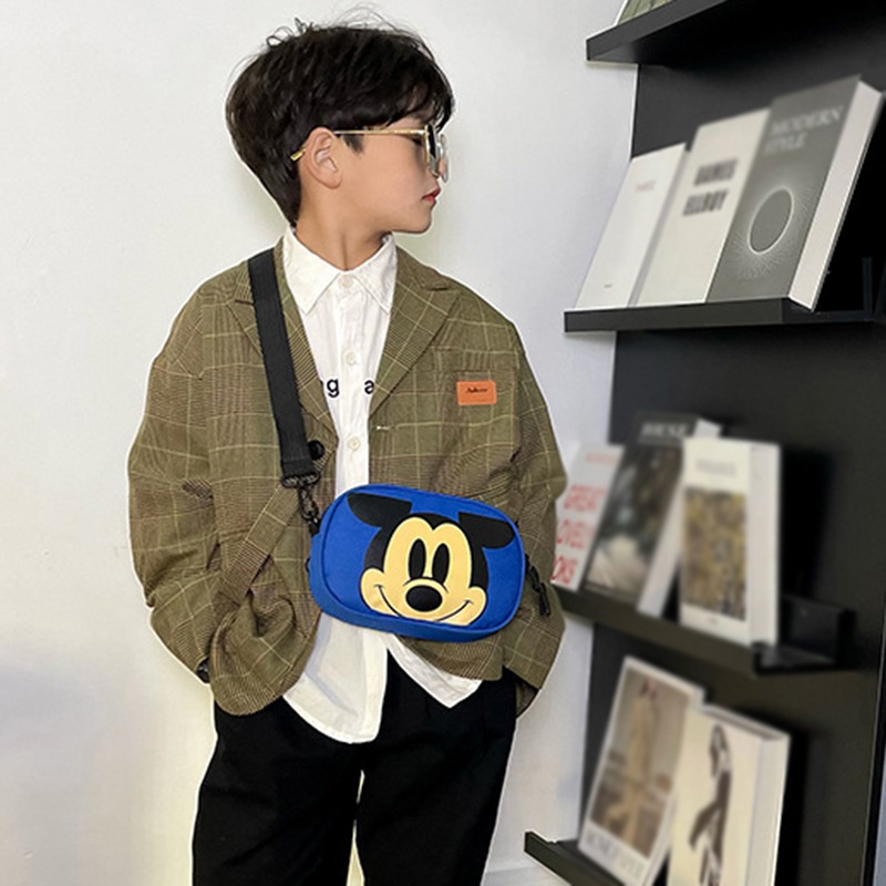 Túi Đeo Chéo Vải Canvas Mini Hình Chuột Mickey Dễ Thương Cho Bé