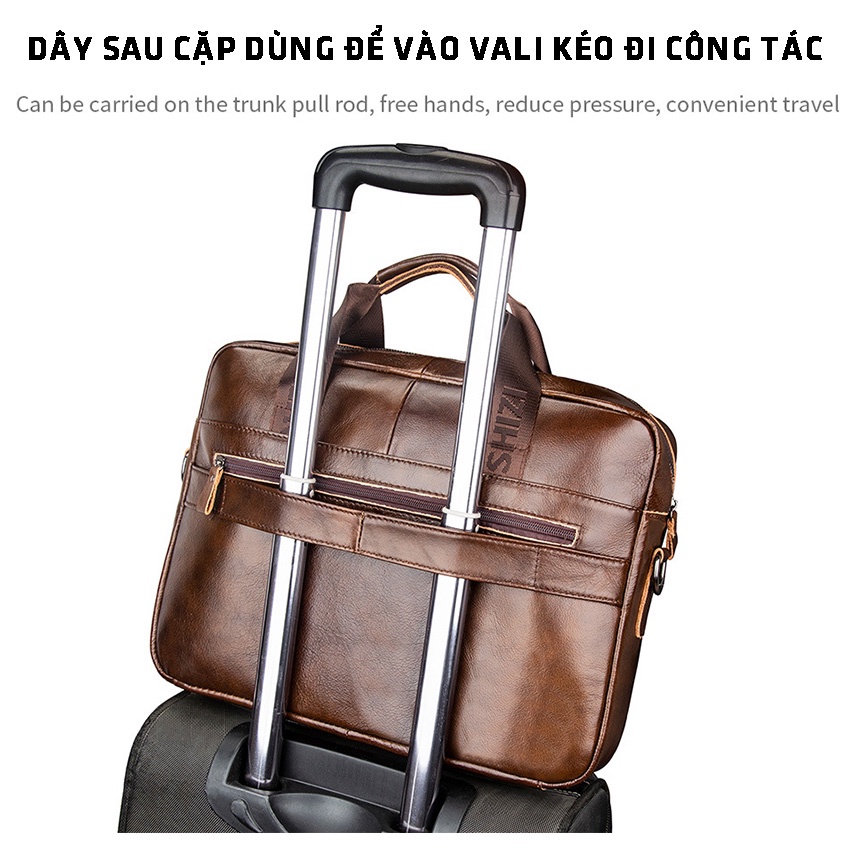 Cặp xách Công Sở Lion 100% Da Bò Thật Bảo Hành 12 Tháng Túi Cặp Văn Phòng Nam Nữ Cao Cấp đựng laptop 15,6 inch đi làm