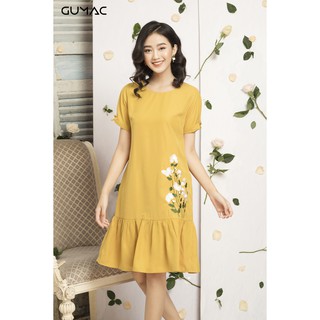 Đầm suông bèo thêu hoa GUMAC MS12034_VANG