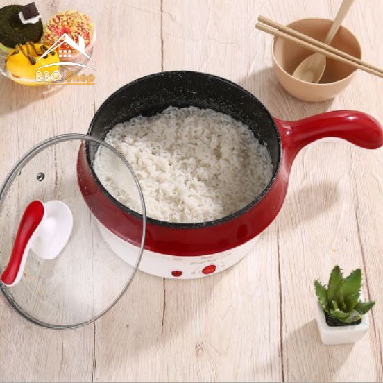 Nồi lẩu mini ca nấu mỳ 18cm Tay Dài TẶNG KÈM Giá Hấp inox