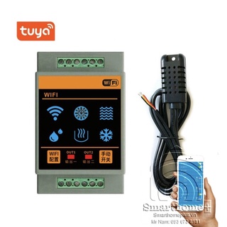 Công Tắc Nhiệt Độ Độ Ẩm 2 Relay Độc Lập Wifi Tuya FH-02