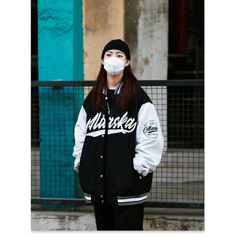 Aó khoác Bomber unisex phối tay chất dù 2 lớp dày mịn