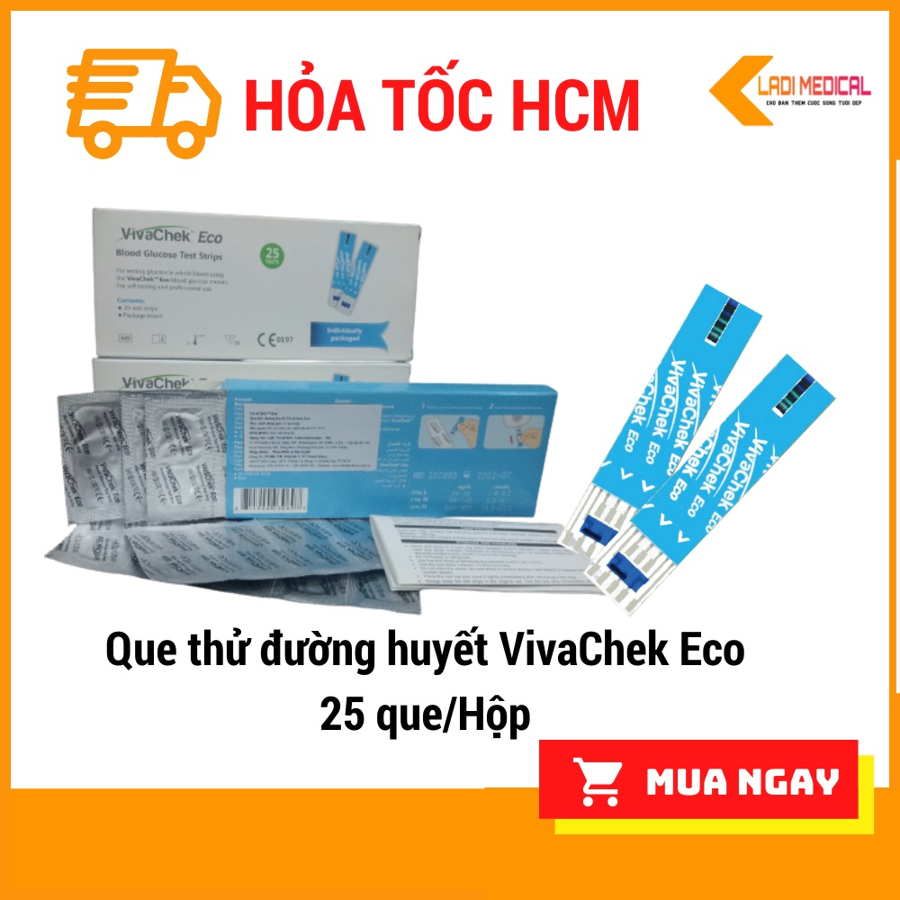 Que thử đường huyết VivaChek Eco 25 que/hộp