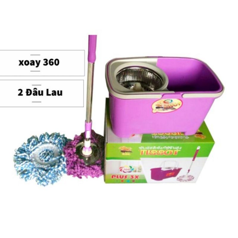 Bộ lau nhà 360 độ Tissot Mop, lồng quay inox siêu nhẹ, siêu bền