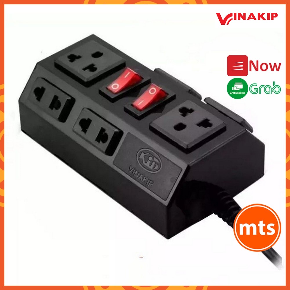 ☇▥Ổ Cắm Điện 6 Ngả Đa Năng Liền Dây 3m 5m 2 chạc và 3 chạc Kiểu 2 10A/250V OC56 OC57 Vinakip - Minh Tín Shop