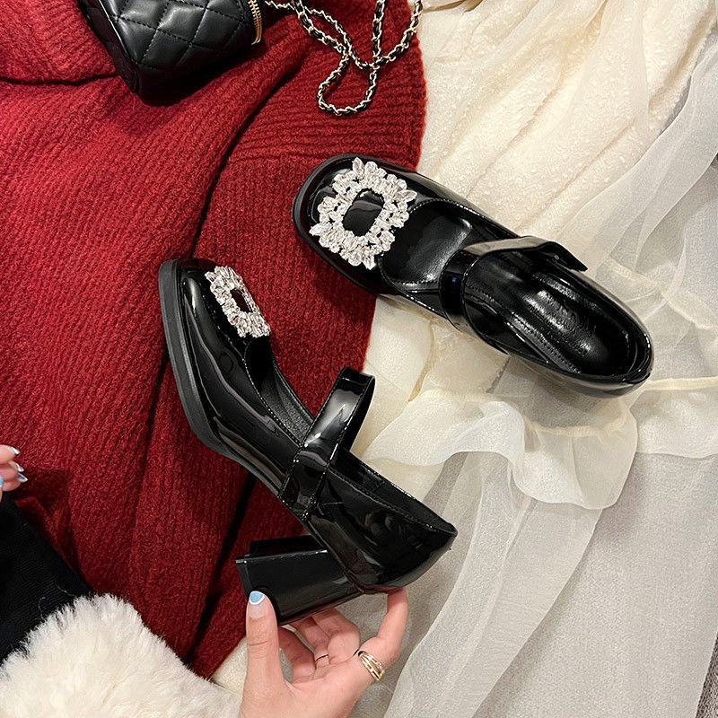 Giày Cao Gót Da Mũi Vuông Thời Trang Xuân Hè Sành Điệu