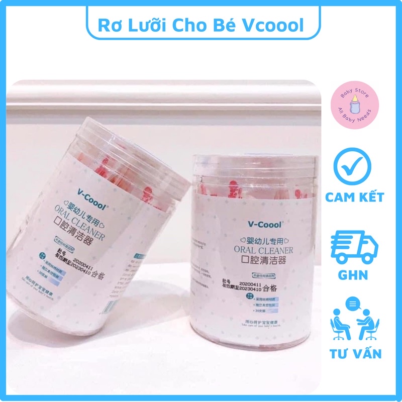 Rơ Lưỡi Vcool Cho Bé Hộp 30 Que - Gạc Rơ Lưỡi Cho Bé Sơ Sinh