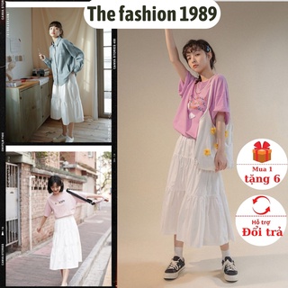 🚛 Chân váy xếp ly 3 tầng Ulzzang - chân váy xòe dáng dài 2 màu trắng đen