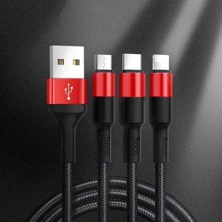 Cáp sạc 3 đầu hoco x26 dây dù dài 1m