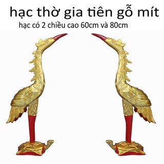 Đôi hạc thờ gia tiên,hạc thờ gỗ mít cao 61,81cm