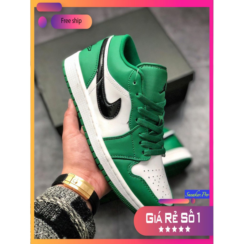 Giày thể thao AIR JORDAN 1 Low Pine Green thấp cổ màu xanh trắng siêu đẹp dành cho nam nữ