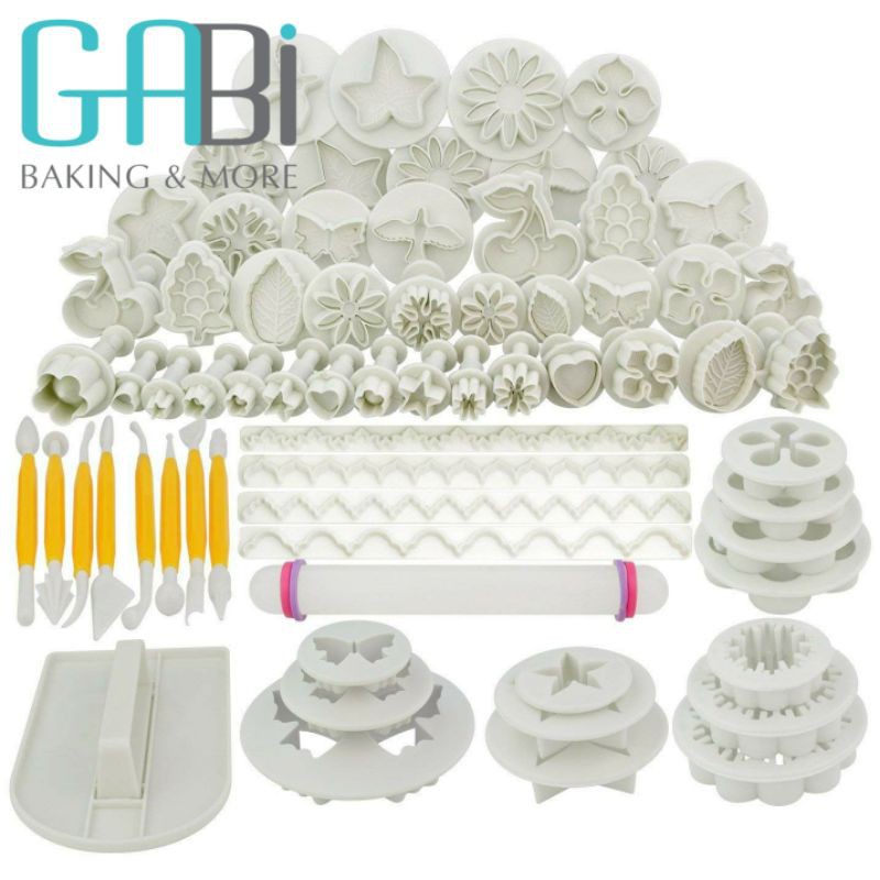 Bộ khuôn nhấn, dụng cụ làm fondant 68 món