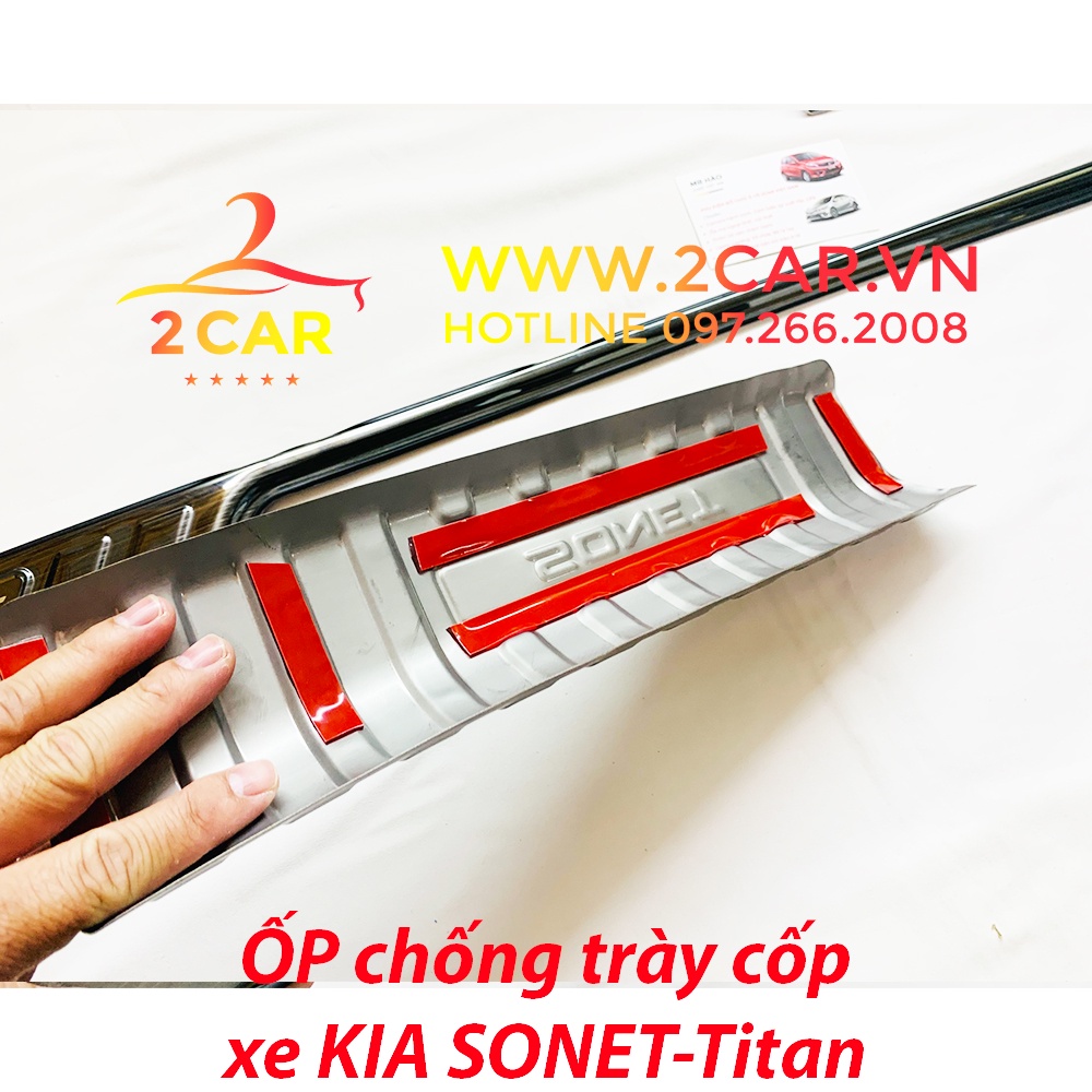 Ốp chống trầy cốp trong, ngoài xe Kia Sonet 2021-2022, Chất liệu Titan cao cấp