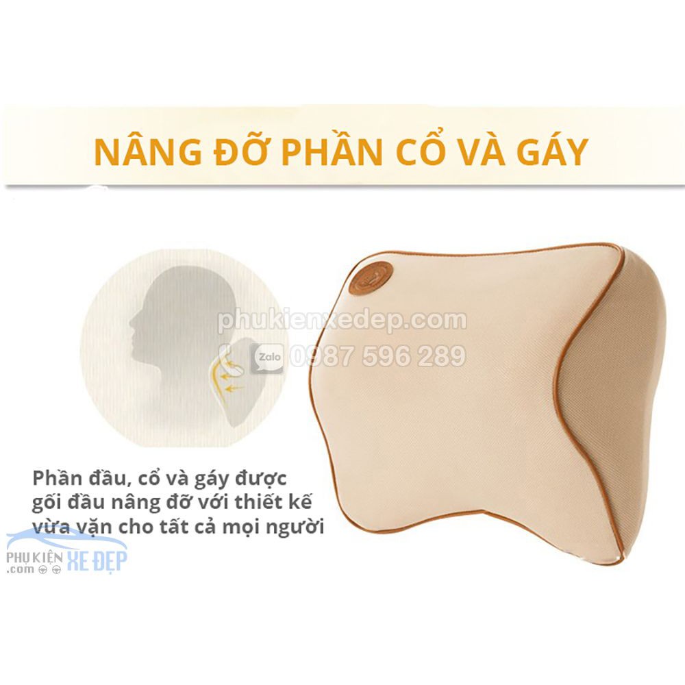 Bộ gối tựa đầu và tựa lưng ⚡FREESHIP⚡ ô tô 3D cao su non Cao cấp