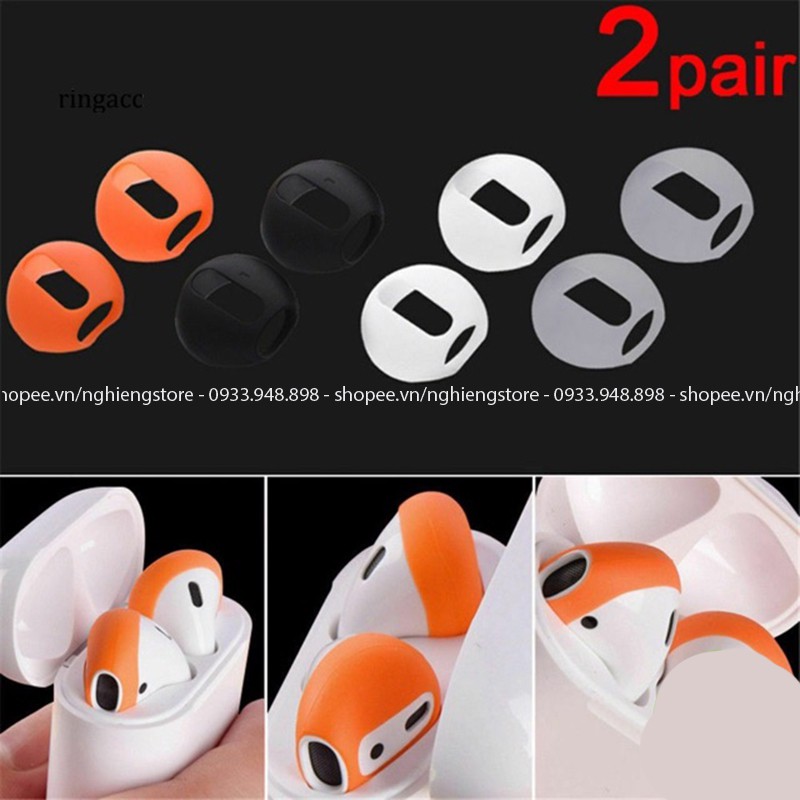 Bộ 2 Nút Đệm Tai Bằng Silicon Chống Trơn Trượt , chống bẩn Cho Tai Nghe Airpods 1/2/pro