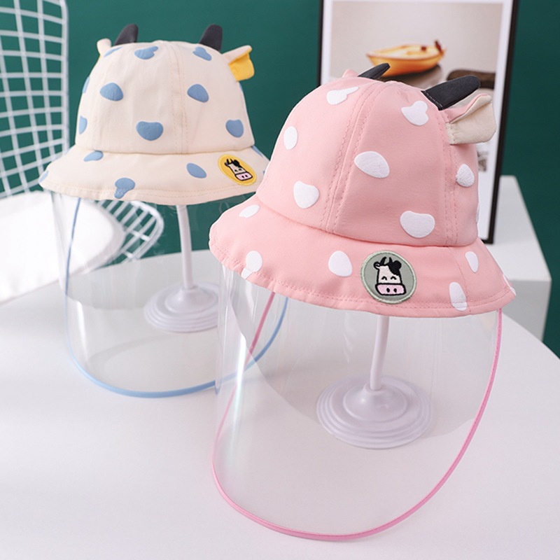 Mũ Chống Giọt Bắn Cho Bé Từ 1-3 Tuổi, Nón Chống Dịch, Chống Nắng Bảo Vệ Trẻ Họa Tiết Chấm Bi (Tấm Chắn Có Thể Tháo Rời)