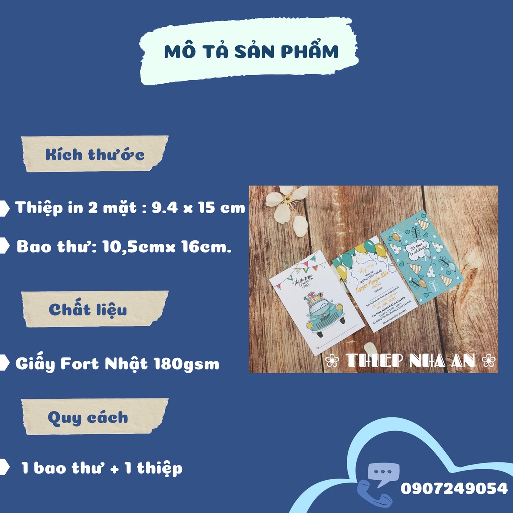 THIỆP MỜI  SINH NHẬT - THÔI NÔI - ĐẦY THÁNG  BÉ TRAI A051E