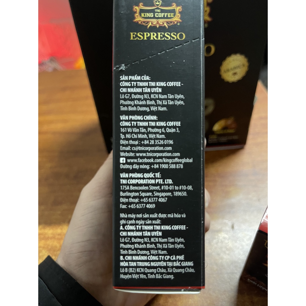 Cà Phê Đen Hòa Tan Espresso KING COFFEE - Hộp 15 gói x 2.5g