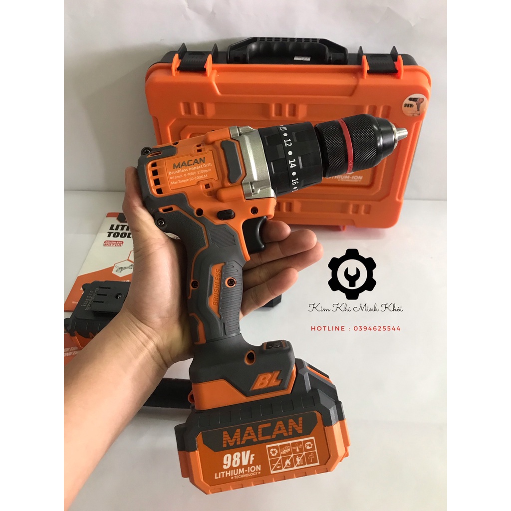 [NỘI ĐỊA] Máy khoan pin| Khoan pin Macan 3 chức năng, Máy khoan từ 13 ly, không chổi than 98VF
