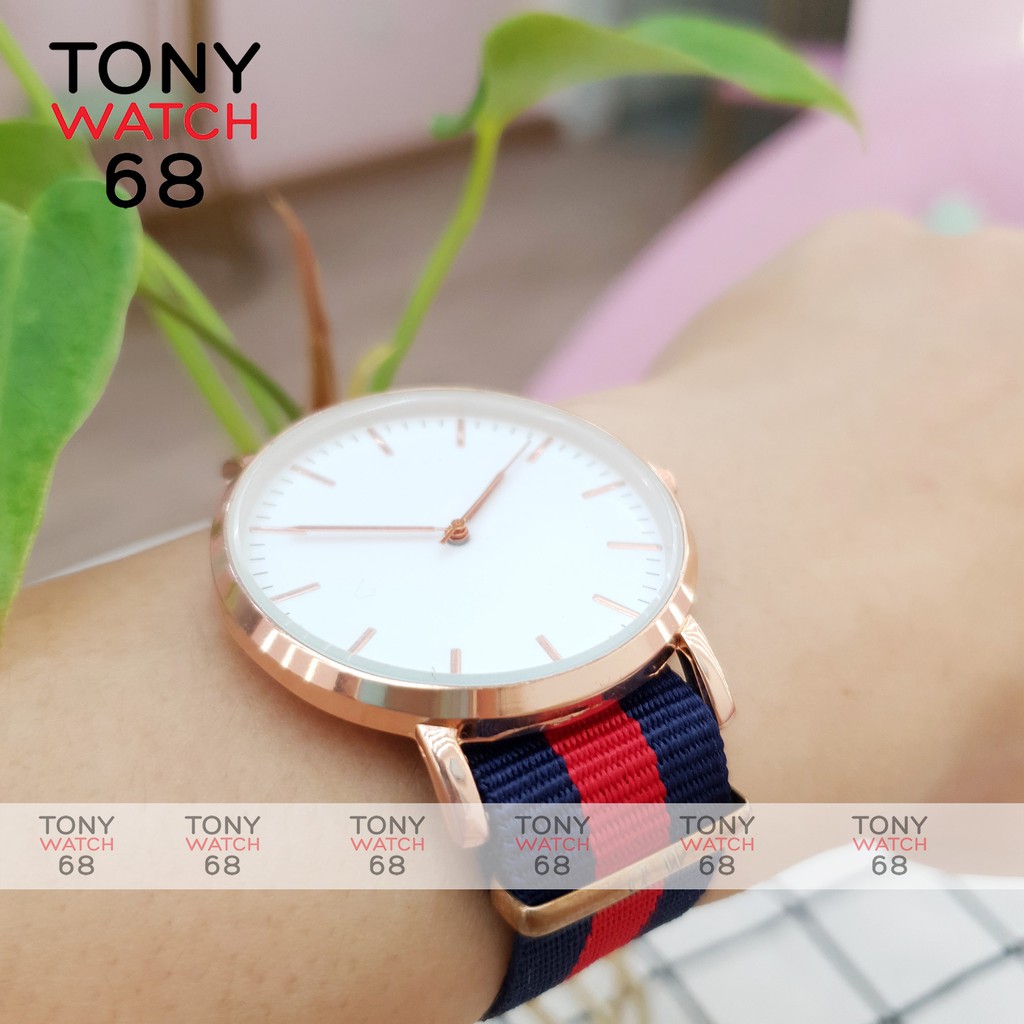 Đồng hồ nam SK viền vàng dây nato vải siêu mỏng năng động chính hãng Tony Watch 68 chống nước 3ATM | BigBuy360 - bigbuy360.vn