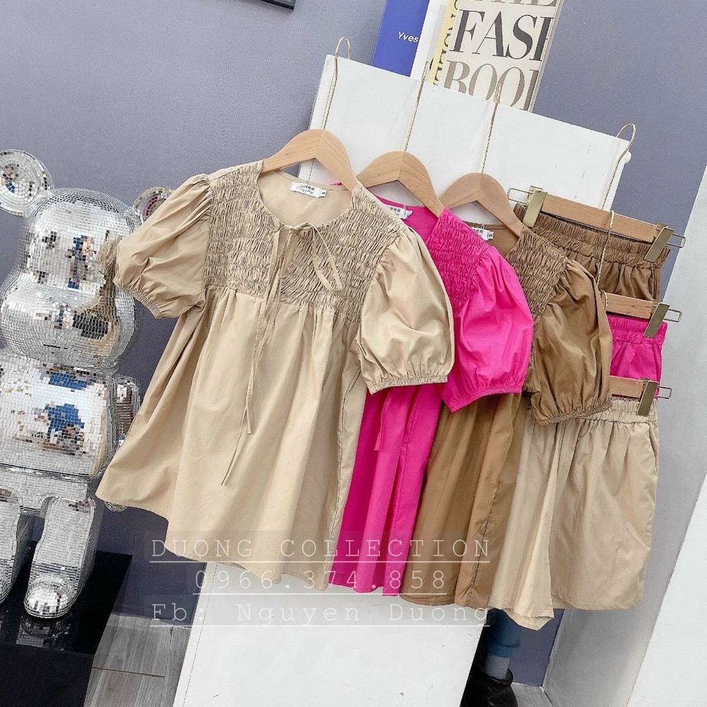 Set bộ nữ quần đùi, áo ngắn tay có chun ngực tiểu thư, mặc đi chơi, dạo phố cực xinh, năng động LiiLove Shop SE04