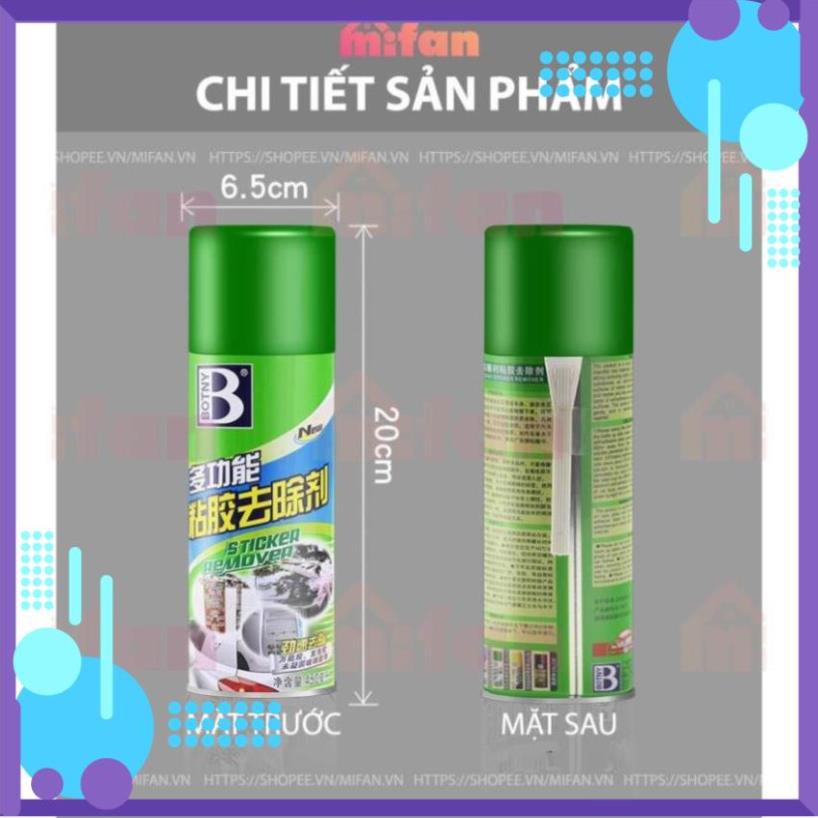 [SIÊU RẺ] Chai Xịt Tẩy Keo, Nhưa Đường, Băng Dính, Vết Bám Khó Rửa Trên Xe Máy, Ô Tô Remove of sticker 450ml