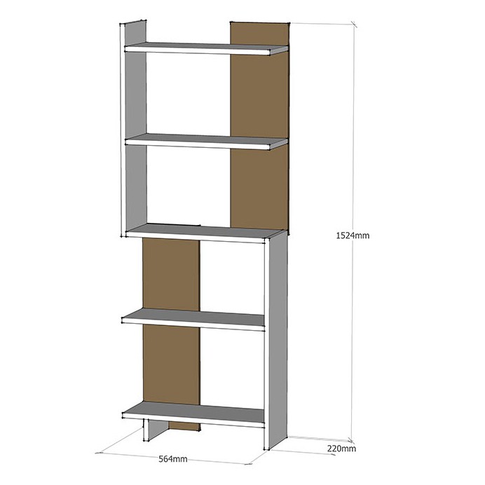 Kệ sách gỗ đứng, kệ trang trí 5 tầng gỗ công nghiệp thiết kế độc đáo (KS-47)