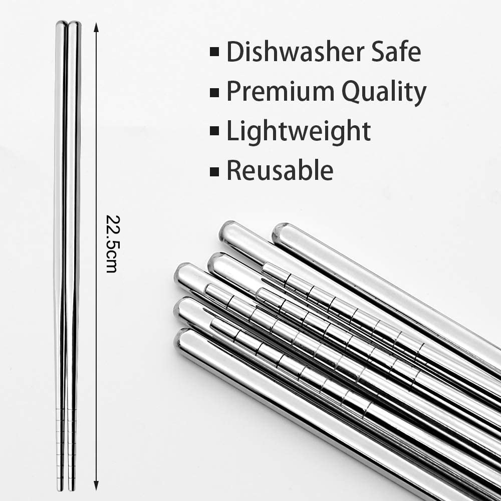 Set 3 đôi đũa inox 304 chống trơn trượt cao cấp