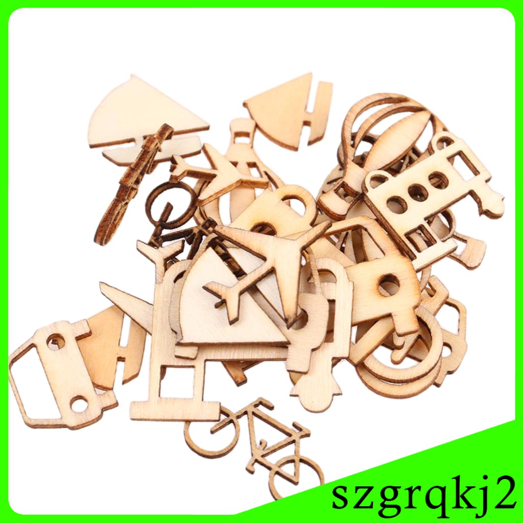Set 24 Miếng Gỗ Hình Phương Tiện Giao Thông Dùng Trang Trí Sổ Tay DIY