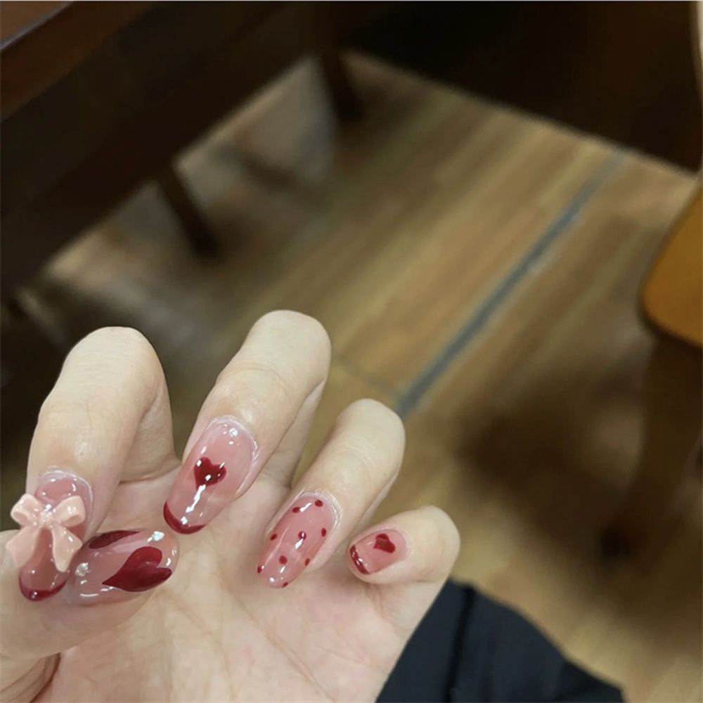 [Hàng mới về] Set 24 móng tay giả đầu vuông/ tròn nhiều kiểu tùy chọn có thể tháo rời tiện dụng