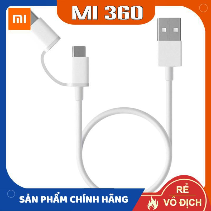 Cáp Sạc Đa Năng 2 Trong 1 USB Type-C / Micro USB Xiaomi Chính Hãng ✅ Cáp Sạc 2 In 1 Xiaomi Siêu Bền