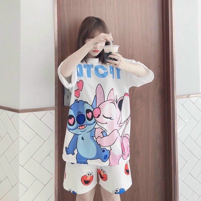 [Ảnh Thật] SET ÁO COTTON + QUẦN SHORT HOẠT HÌNH SIÊU CUTE ĐÁNG YÊU